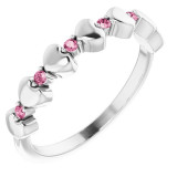 14K White Pink Tourmaline Stackable Heart Ring - 71999645P photo