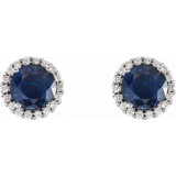 14K White Blue Sapphire & 1/8 CTW Diamond Earrings - 86509640P photo 2