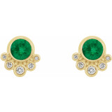 14K Yellow Emerald & 1/8 CTW Diamond Earrings - 86777626P photo 2