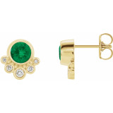 14K Yellow Emerald & 1/8 CTW Diamond Earrings - 86777626P photo