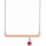 14K Rose Pink Tourmaline Bezel-Set 18 Bar Necklace - 869056157P photo