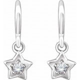 14K White 3 mm Round April Youth Star Birthstone Earrings - 653420611P photo 2