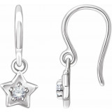 14K White 3 mm Round April Youth Star Birthstone Earrings - 653420611P photo