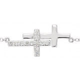 14K White 1/5 CTW Diamond Double Sideways Cross 8 Bracelet - 651345103P photo 2