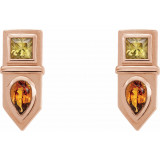14K Rose Multi-Gemstone Geometric Bar Drop Earrings - 87039608P photo 2