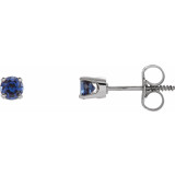 14K White 3 mm Round Blue Sapphire Youth Birthstone Earrings - 65164370069P photo
