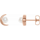 14K Rose Freshwater Cultured Pearl Earrings - 86805602P photo