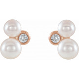 14K Rose Akoya Cultured Pearl & 1/8 CTW Diamond Earrings - 86853607P photo 2