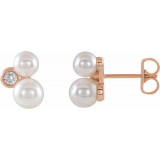 14K Rose Akoya Cultured Pearl & 1/8 CTW Diamond Earrings - 86853607P photo