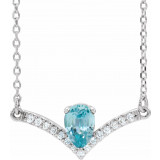 14K White Blue Zircon & .06 CTW Diamond 18 Necklace - 868146135P photo