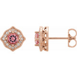 14K Rose Pink Topaz and 1/8 CTW Diamond Earrings - 86590607P photo
