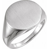 14K White 18 mm Round Signet Ring - 9130101P photo