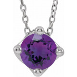 14K White Amethyst Solitaire 16-18 Necklace - 869936085P photo