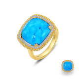 Lafonn Gold Blue Halo Ring - R0462TQG08 photo