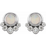 14K White Opal & 1/8 CTW Diamond Earrings - 86780610P photo 2