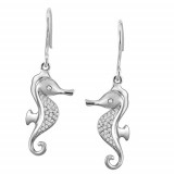 Alamea Sterling Silver and CZ Seahorse Earrings photo