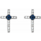 14K White Blue Sapphire & .05 CTW Diamond Cross Earrings - R17021608P photo 2