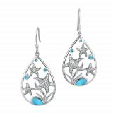 Alamea Sterling Silver Larimar and CZ Starfish Earrings photo