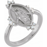 14K White 1/5 CTW Diamond Miraculous Medal Ring - R43103600P photo