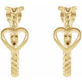 14K Yellow Pierced Heart Rope Hoop Earrings - 653407600P photo 2