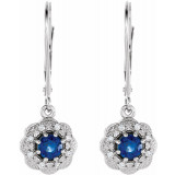 14K White Blue Sapphire & 1/10 CTW Diamond Halo-Style Earrings - 862456001P photo 2