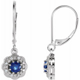 14K White Blue Sapphire & 1/10 CTW Diamond Halo-Style Earrings - 862456001P photo