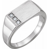 14K White 1/10 CTW Diamond 15x10 mm Rectangle Signet Ring - 9830600P photo