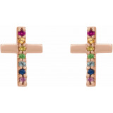 14K Rose Multi-Gemstone Cross Earrings - R17028602P photo 2