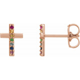 14K Rose Multi-Gemstone Cross Earrings - R17028602P photo
