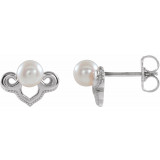 14K White Freshwater Cultured Pearl Earrings - 86939600P photo