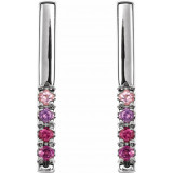 14K White Pink Multi-Gemstone French-Set Bar Earrings - 87067600P photo 2