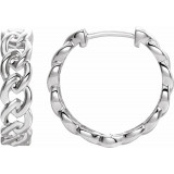14K White 19.6 mm Chain Link Hoop Earrings - 653403601P photo