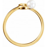 14K Yellow Cultured Freshwater Pearl Crescent Moon Ring - 6494601P photo 2