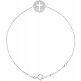 14K White Pierced Cross Disc 7-8 Bracelet - BRC7841000P photo
