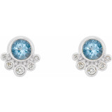 14K White Aquamarine & 1/8 CTW Diamond Earrings - 86777615P photo 2
