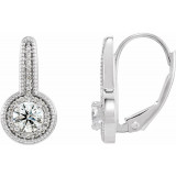 14K White 5/8 CTW Diamond Milgrain Halo-Style Dangle Earrings - 86629604P photo