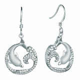 Alamea Sterling Silver and CZ Dolphin Earrings photo