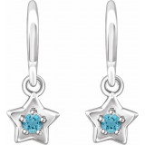 14K White 3 mm Round March Youth Star Birthstone Earrings - 653420608P photo 2