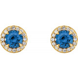 14K Yellow 5 mm Round Sapphire & 1/8 CTW Diamond Earrings - 864586028P photo 2