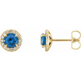 14K Yellow 5 mm Round Sapphire & 1/8 CTW Diamond Earrings - 864586028P photo