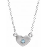 14K White Aquamarine Heart 16 Necklace - 8633560008P photo