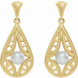 14K Yellow Freshwater Cultured Pearl Vintage-Inspired Earrings - 86932601P photo 2