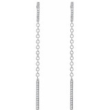 14K White 1/4 CTW Diamond Hinged Hoop Chain Earrings - 65346160000P photo 2