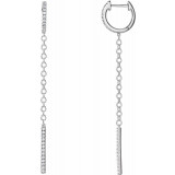 14K White 1/4 CTW Diamond Hinged Hoop Chain Earrings - 65346160000P photo