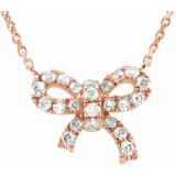 14K Rose 1/6 CTW Diamond Bow 18 Necklace - 65193760001P photo
