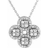 14K White 1/2 CTW Diamond Clover 18 Necklace - 86309600P photo