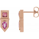 14K Rose Pink Multi-Gemstone Geometric Bar Drop Earrings - 87039607P photo