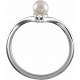 14K White Akoya Cultured Pearl & .025 CTW Diamond Ring - 6526113P photo 2