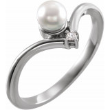 14K White Akoya Cultured Pearl & .025 CTW Diamond Ring - 6526113P photo