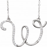 14K White 1/10 CTW Diamond Initial W 16 Necklace - 67399144P photo